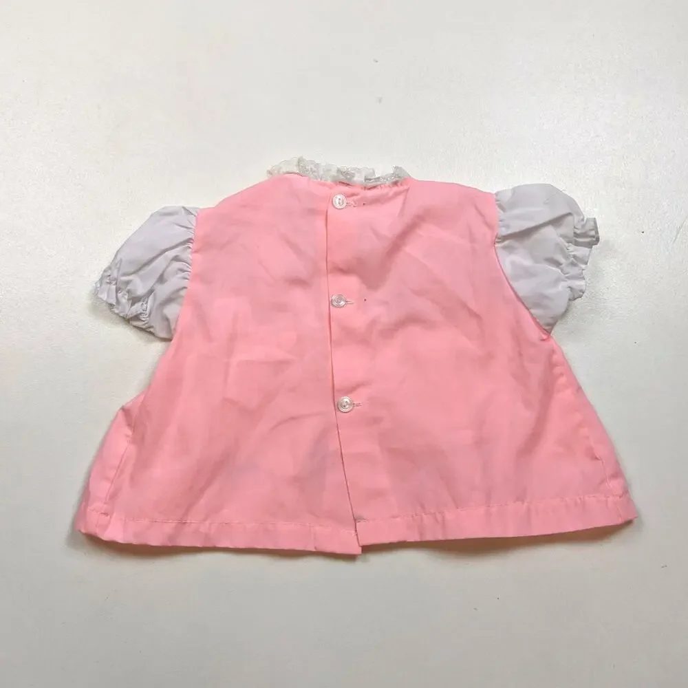Vintage Swing Top Baby Girls Sz 3-6m Pink Turtledove 60/70s Embroidered